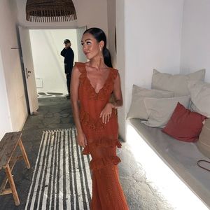 Burnt orange Michael Costello maxi dress WORN ONCE